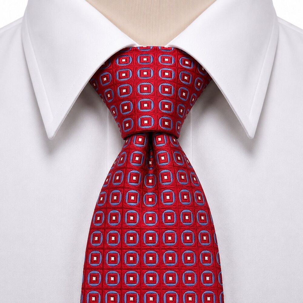 Cremieux Collection Handmade Silk Dress Tie Red Square Grid Pattern